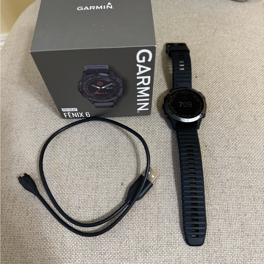 100% Authentic GARMIN Fenix 6 Black Pro Solar Smartwatch (Case Size 47mm)
